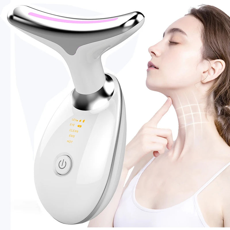 Masseur du Cou et du Visage à Micro-courant Blanc : technologie avancée pour tonifier, raffermir et rajeunir la peau. Design ergonomique, modes multiples et batterie rechargeable pour une expérience spa professionnelle à domicile. Réduit visiblement rides et ridules, stimule la circulation pour une peau éclatante. Disponible sur Beautytechglobal.net.